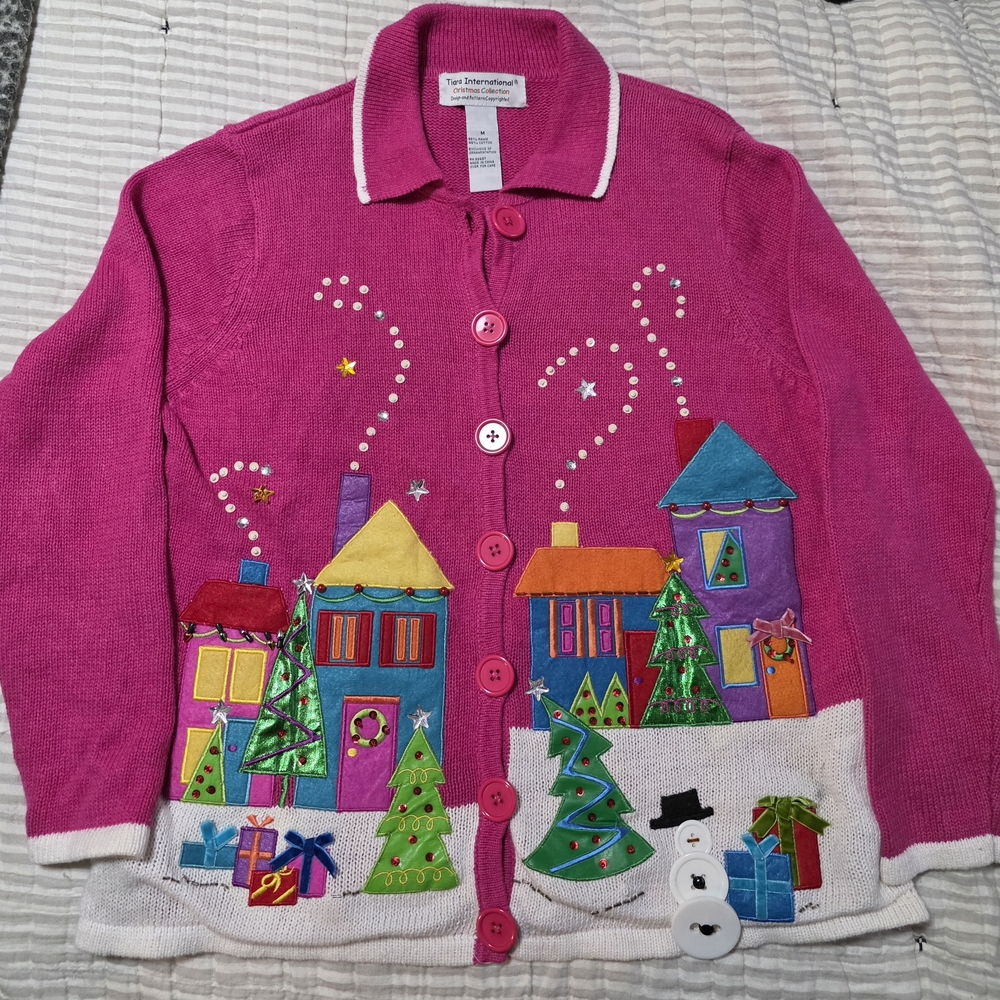 Womens Vintage Ugly Christmas Sweater Tiara International Brand Size Med